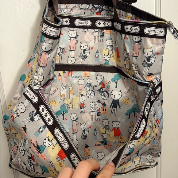Cat Cartoon Print Tote Bag - Picture 4 of 4